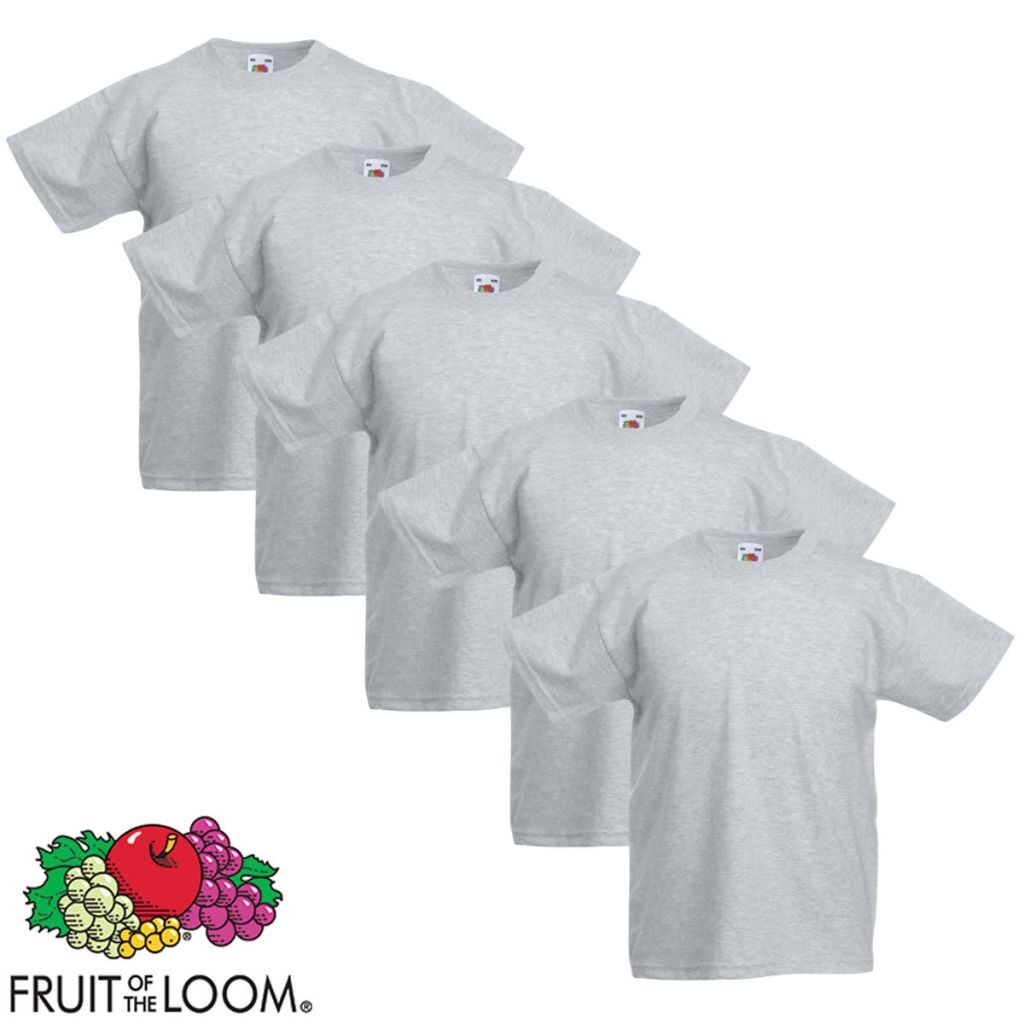 Fruit of the Loom Original Kids T-shirt 5 pcs Grey Size 116